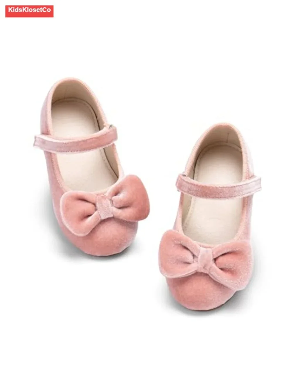 Velvet Mary Jane Flats with Bow - Toddler Dress Shoes
